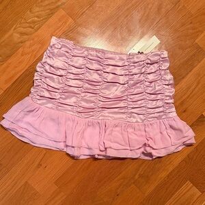 Maeve Light Pink Ruched Mini Skirt
